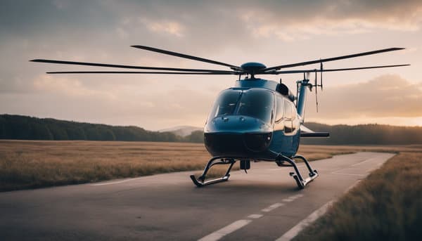 Helicopter in Desert Landscape.